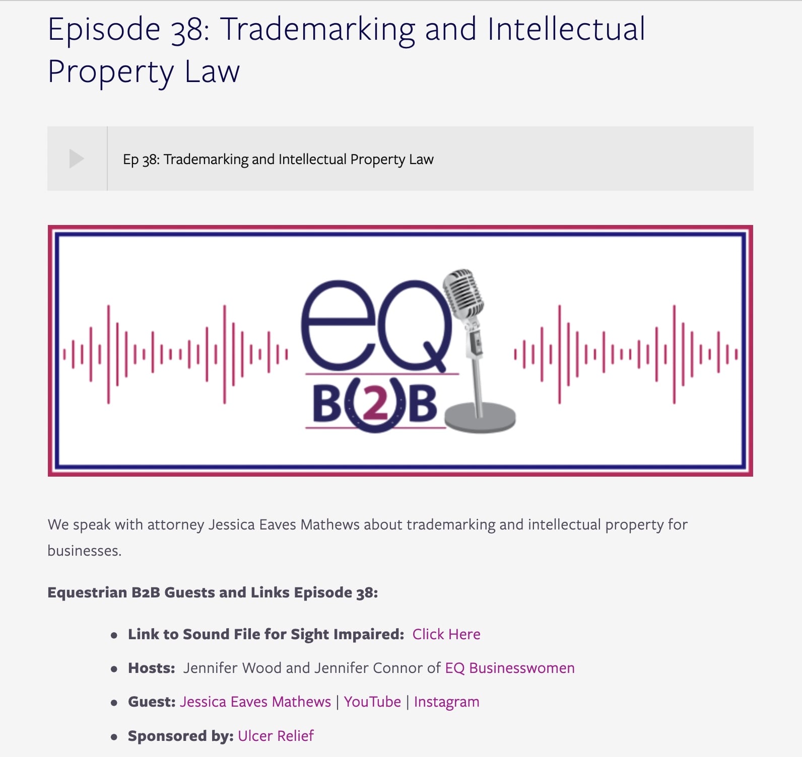 EQBusiness Woman Podcast, Episode 38: Trademarking and Intellectual Property Law